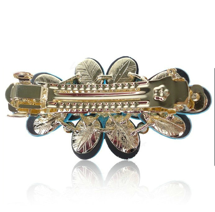 Big Crystal Rhinestone Flower Hair Barrette Clip Metal Hairpin - Multicolor