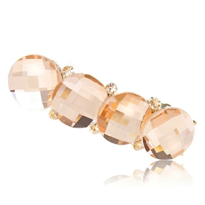 Big Round Crystal Rhinestone Hair Barrette Clip Metal Hairpin - Champagne