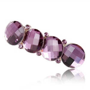 Big Round Crystal Rhinestone Hair Barrette Clip Metal Hairpin - Purple