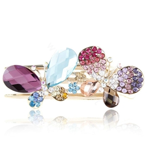 Bling Crystal Rhinestone Butterfly Hair Barrette Clip Metal Hairpin - Multicolor