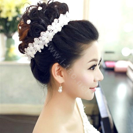 Bridal Jewelry crystal Lace ribbon headband Headwear floral Wedding hair accessories