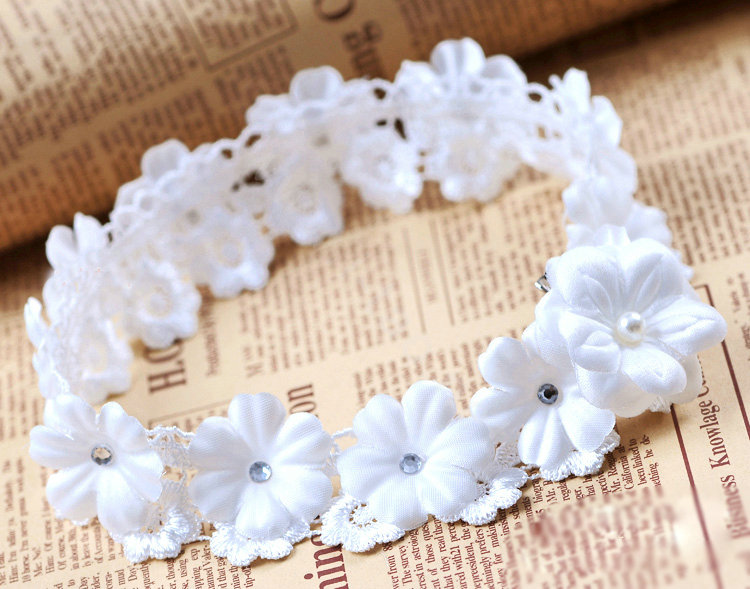 Bridal Jewelry crystal Lace ribbon headband Headwear floral Wedding hair accessories