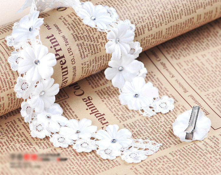 Bridal Jewelry crystal Lace ribbon headband Headwear floral Wedding hair accessories