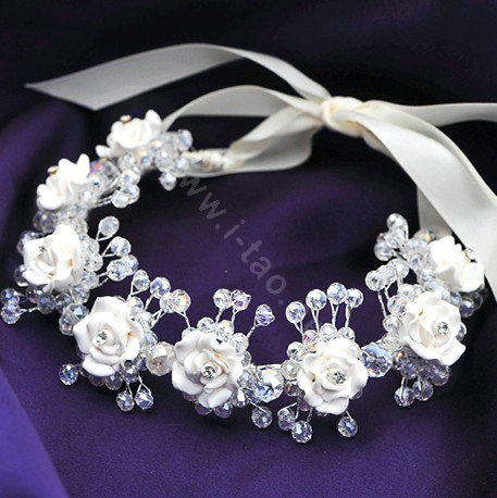 Bridal Jewelry crystal bead pearl headpiece headband floral Wedding hair accessories