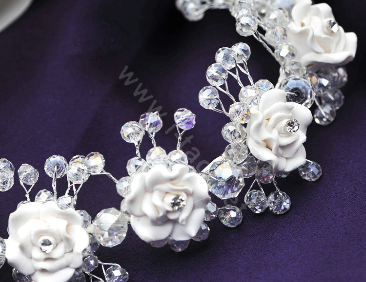 Bridal Jewelry crystal bead pearl headpiece headband floral Wedding hair accessories