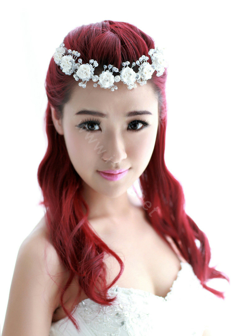 Bridal Jewelry crystal bead pearl headpiece headband floral Wedding hair accessories