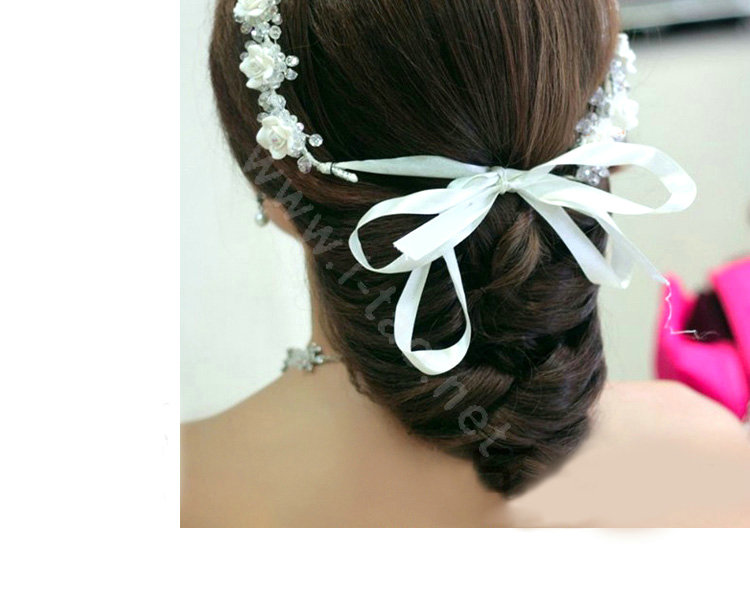 Bridal Jewelry crystal bead pearl headpiece headband floral Wedding hair accessories