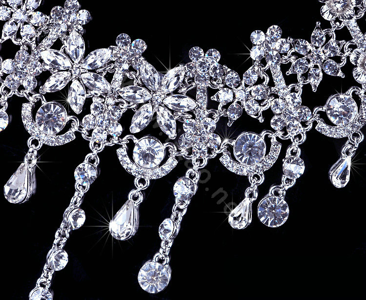 Bridal Jewelry crystal headband headpiece floral tassels Wedding hair accessories