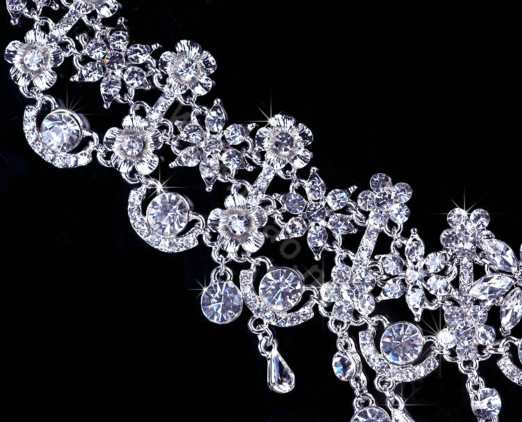 Bridal Jewelry crystal headband headpiece floral tassels Wedding hair accessories