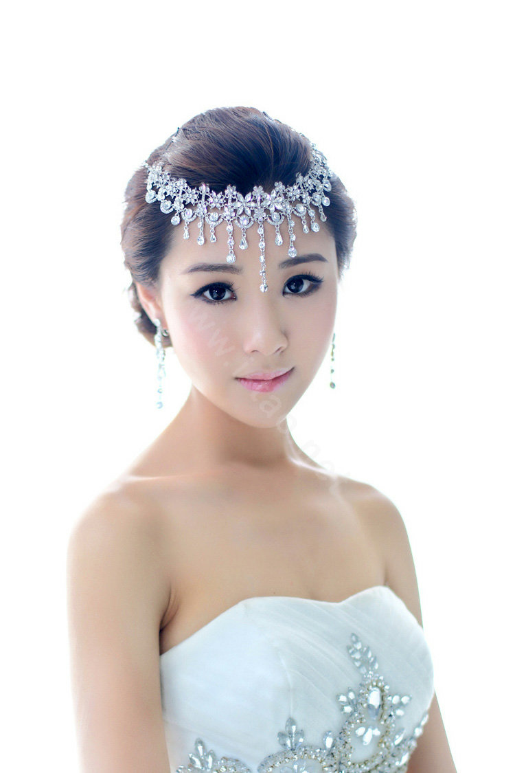 Bridal Jewelry crystal headband headpiece floral tassels Wedding hair accessories