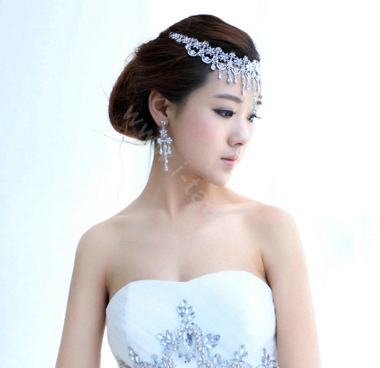 Bridal Jewelry crystal headband headpiece floral tassels Wedding hair accessories
