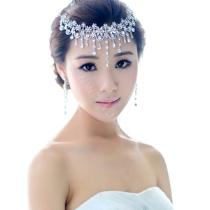 Bridal Jewelry crystal headband headpiece floral tassels Wedding hair accessories