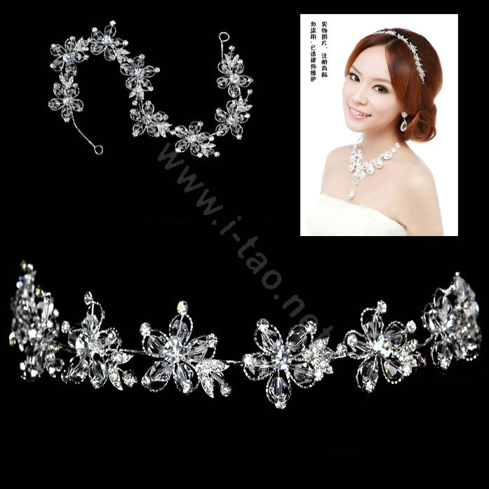Bride Wedding Jewelry Crystal Tiaras Headpiece Headband Flower Hair accessory
