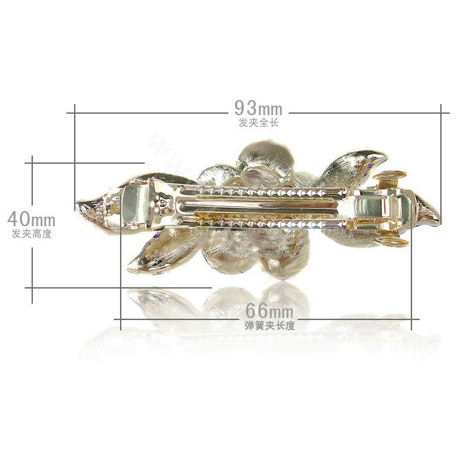 Crystal Rhinestone Elegant Flower Hair Barrette Clip Metal Hairpin - Pink