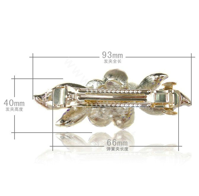 Crystal Rhinestone Elegant Flower Hair Barrette Clip Metal Hairpin - Purple