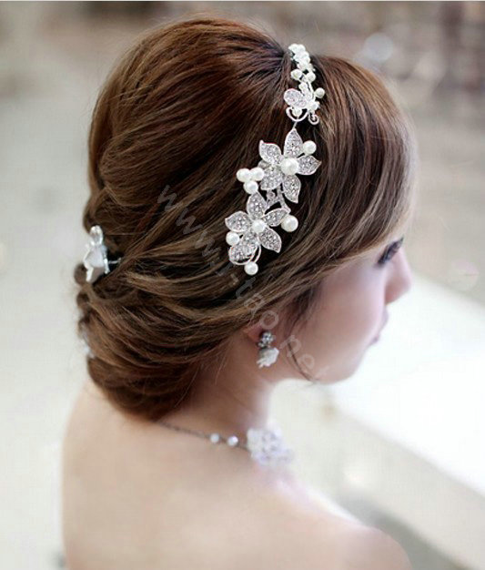 Wedding Bridal Jewelry crystal pearl headpiece headband floral hair accessories