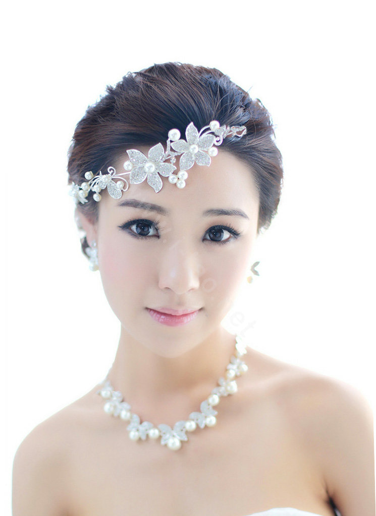Wedding Bridal Jewelry crystal pearl headpiece headband floral hair accessories