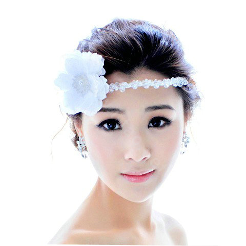 Wedding Bride Jewelry Crystal Beaded Headpiece Headband Flower Hair accessory