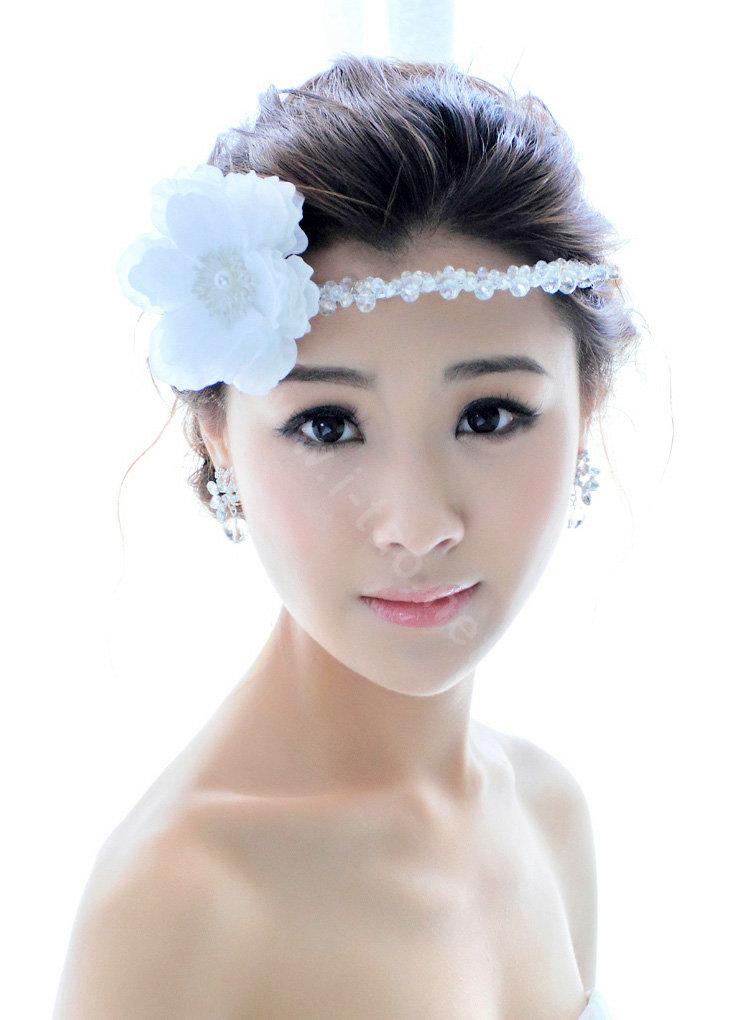 Wedding Bride Jewelry Crystal Beaded Headpiece Headband Flower Hair accessory