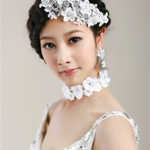 Wedding Bride Jewelry Crystal Flower Lace Headband Headpiece Rhinestone Hair Accessories