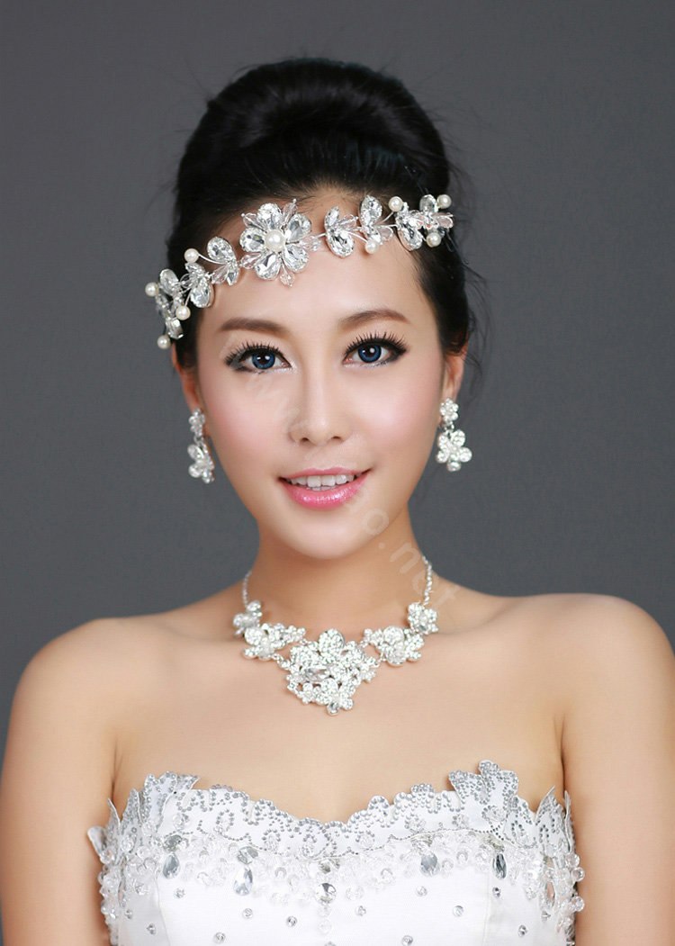 Wedding Bride Jewelry Crystal Flower Pearl Headpiece Headband Hair Accessories