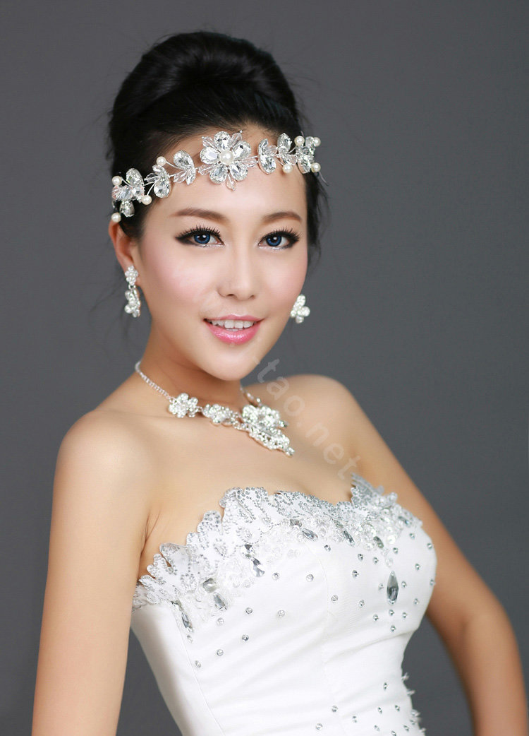Wedding Bride Jewelry Crystal Flower Pearl Headpiece Headband Hair Accessories