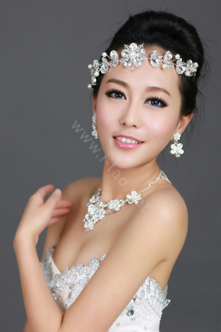 Wedding Bride Jewelry Crystal Flower Pearl Headpiece Headband Hair Accessories