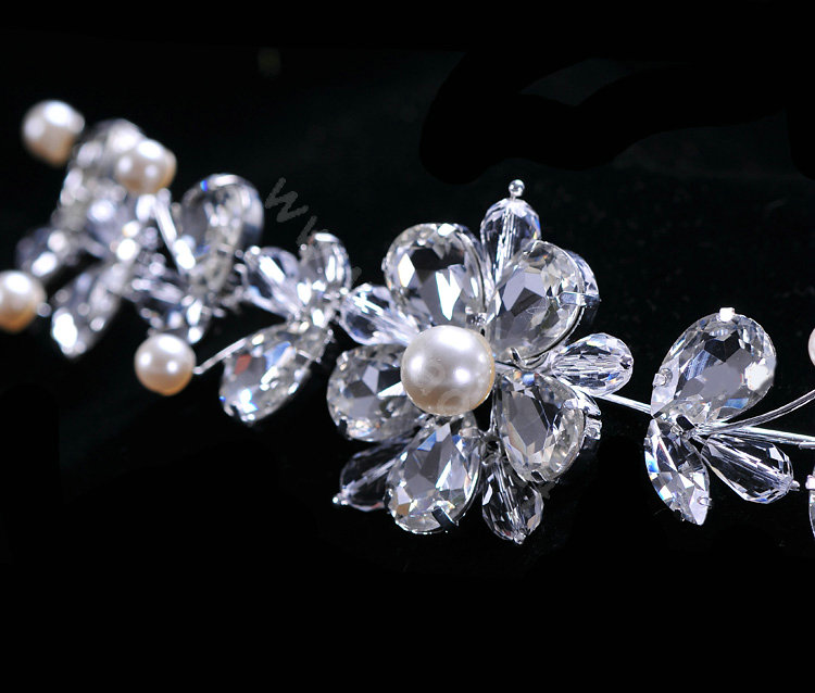 Wedding Bride Jewelry Crystal Flower Pearl Headpiece Headband Hair Accessories