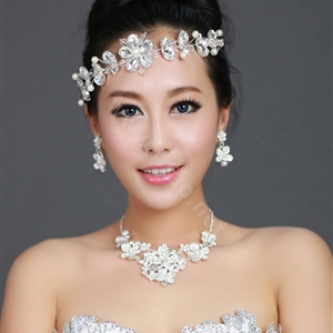 Wedding Bride Jewelry Crystal Flower Pearl Headpiece Headband Hair Accessories