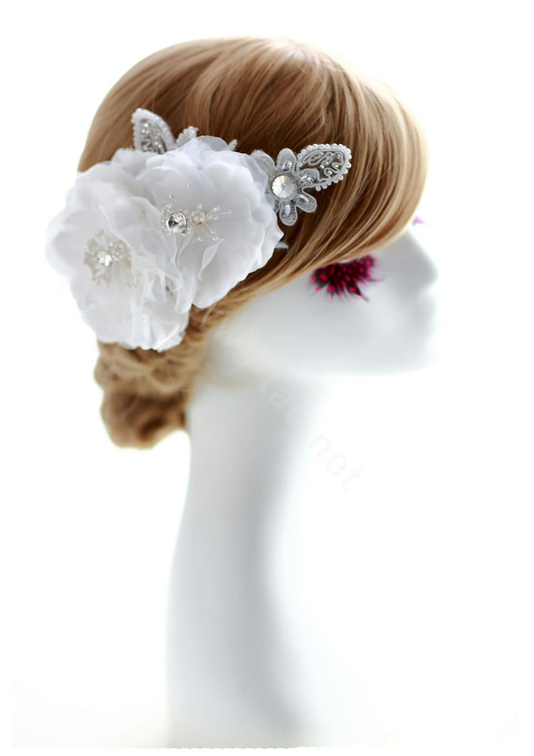 Wedding Bride Jewelry Crystal Hairpin Lace Headband Headpiece Flower Hair Accessories