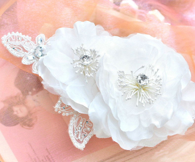 Wedding Bride Jewelry Crystal Hairpin Lace Headband Headpiece Flower Hair Accessories