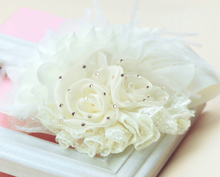 Wedding Bride Jewelry Crystal Headband Flower Headwear Lace Feather Hairpin hat