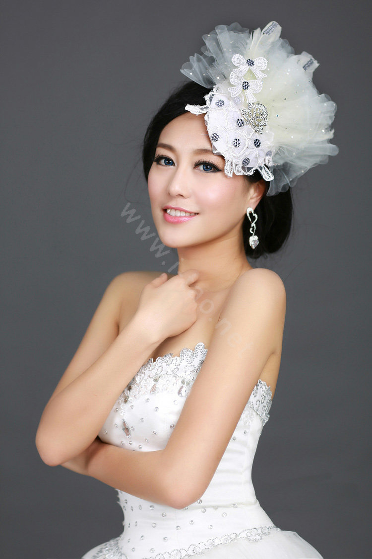 Wedding Bride Jewelry Crystal Headband Flower Headwear Lace Hairpin hat