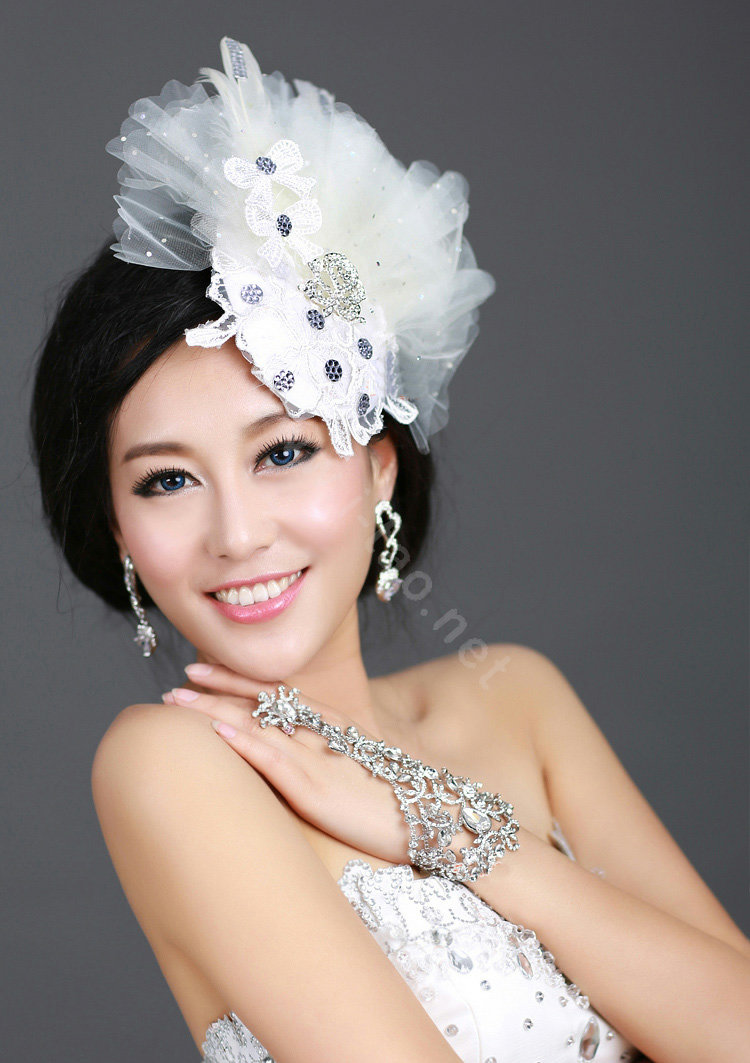 Wedding Bride Jewelry Crystal Headband Flower Headwear Lace Hairpin hat