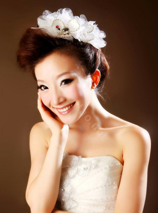 Wedding Bride Jewelry Crystal Headband Flower Headwear Lace Pearl Hairpin hat
