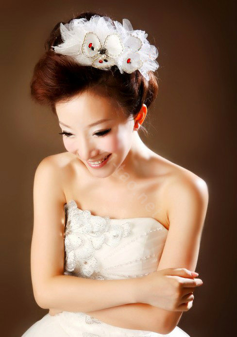 Wedding Bride Jewelry Crystal Headband Flower Headwear Lace Pearl Hairpin hat