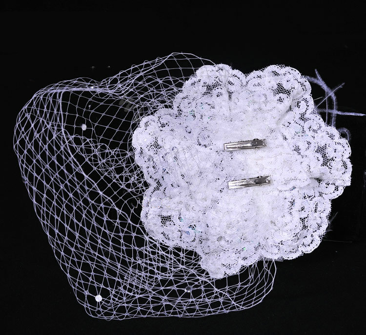 Wedding Bride Jewelry Crystal Lace Feather Hairpin hat Headband Flower Headwear