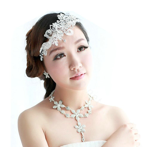 Wedding Bride Jewelry Crystal Lace Flower Headpiece Headband Hair Accessories