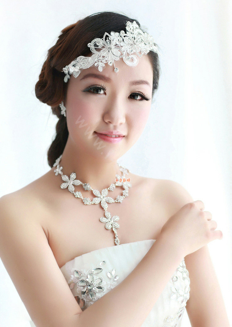 Wedding Bride Jewelry Crystal Lace Flower Headpiece Headband Hair Accessories