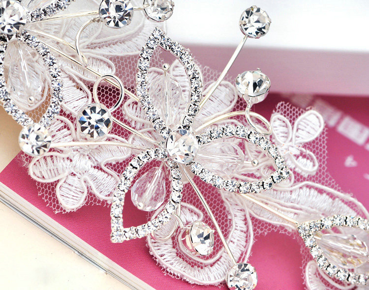 Wedding Bride Jewelry Crystal Lace Flower Headpiece Headband Hair Accessories