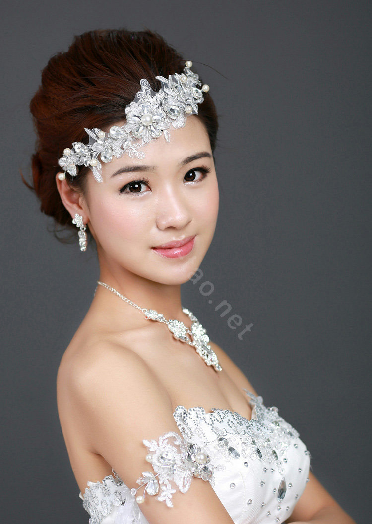 Wedding Bride Jewelry Crystal Lace Flower Pearl Headpiece Headband Hair Accessories