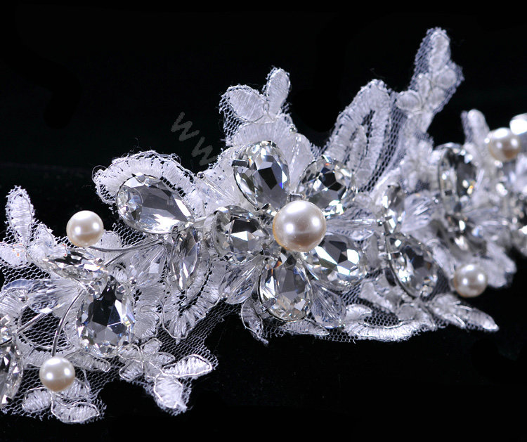 Wedding Bride Jewelry Crystal Lace Flower Pearl Headpiece Headband Hair Accessories
