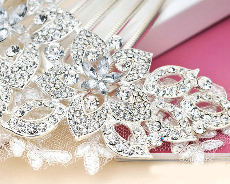 Wedding Bride Jewelry Crystal Lace Hair Comb Headband Flower Hair Accessories