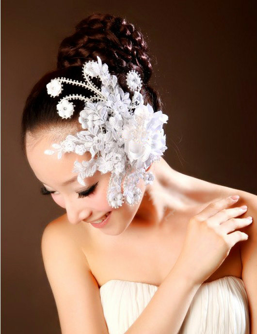 Wedding Bride Jewelry Crystal Lace Headband Flower Headpiece Hair Accessories