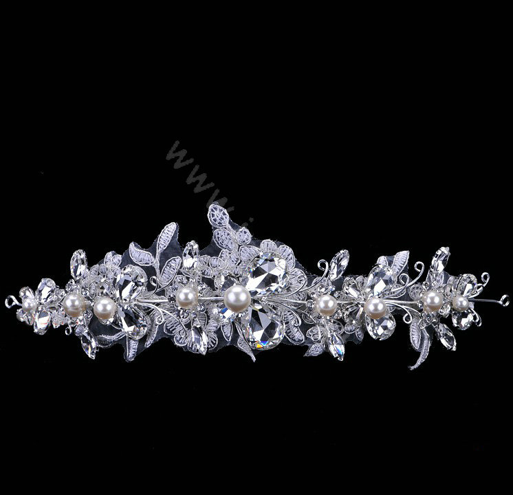 Wedding Bride Jewelry Crystal Lace Pearl Headband Headpiece Butterfly Hair Accessories