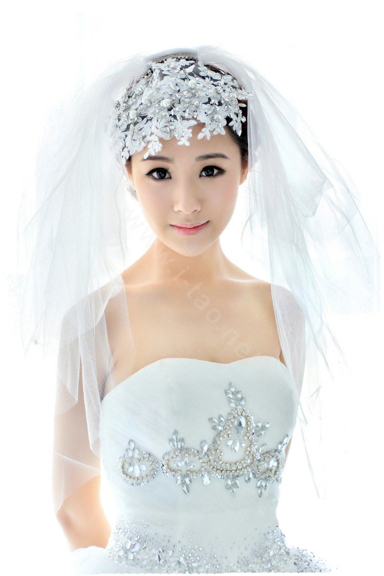 Wedding Bride Jewelry Crystal Lace Pearl Headband Headpiece Flowers Hair Accessories