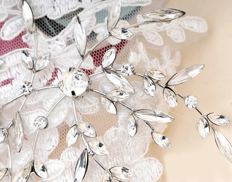 Wedding Bride Jewelry Crystal Lace Pearl Headband Headpiece Flowers Hair Accessories
