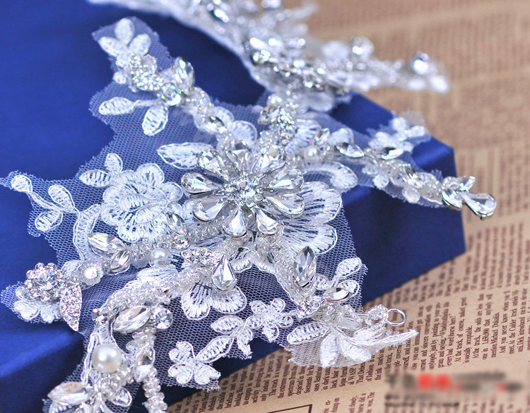 Wedding Bride Jewelry Crystal Lace Pearl Headpiece Headband Flower Hair Accessories