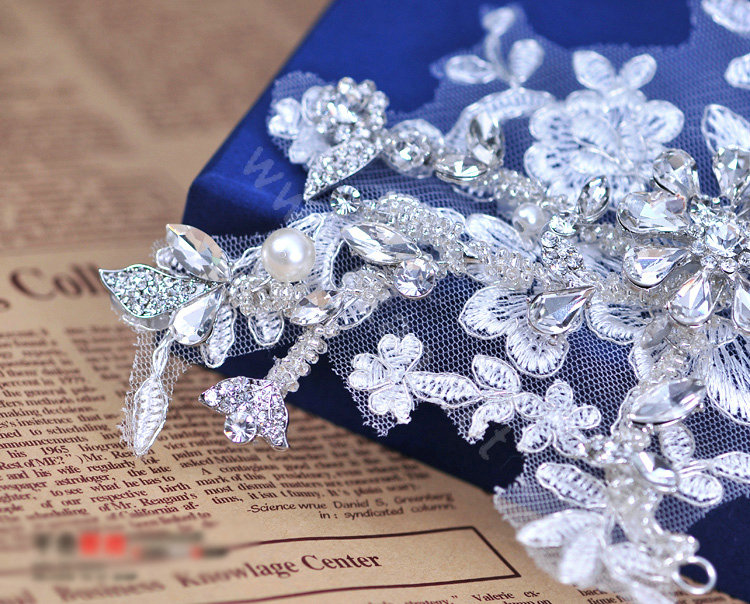 Wedding Bride Jewelry Crystal Lace Pearl Headpiece Headband Flower Hair Accessories