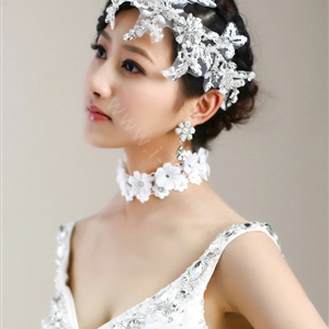 Wedding Bride Jewelry Crystal Lace Pearl Headpiece Headband Flower Hair Accessories